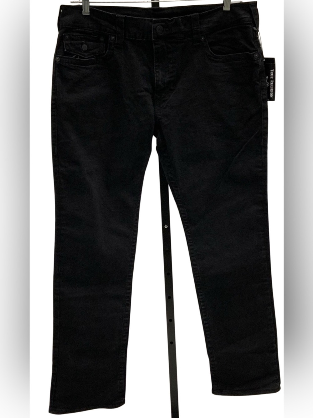 True Religion Black Ricky Flap Relaxed Straight Jeans 38 RN112790